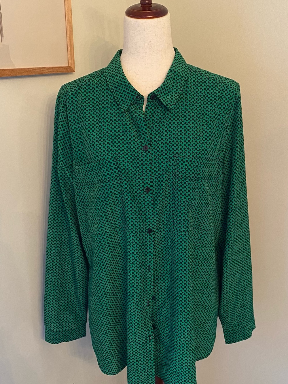 Liz Claiborne Green Polka Dot Button-Down Shirt